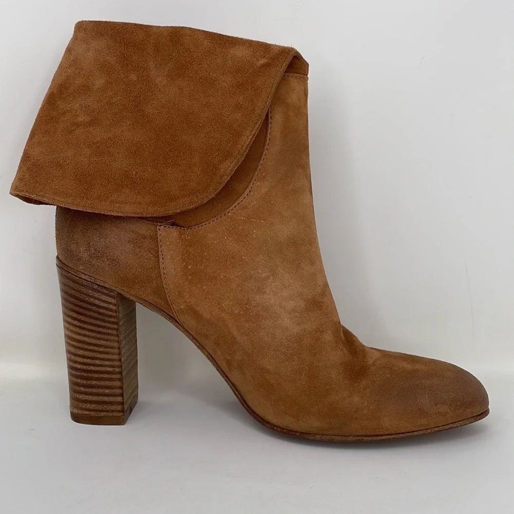 Free People Fold Down Brown Suede Leather Heeled Size 41